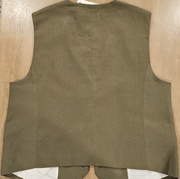 ZARA Linen Blend Vest Green - Picture 4 of 5